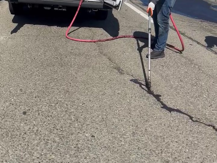 Finished 6690 ColdFuze seal running the length of a longitudinal crack beside the centerline